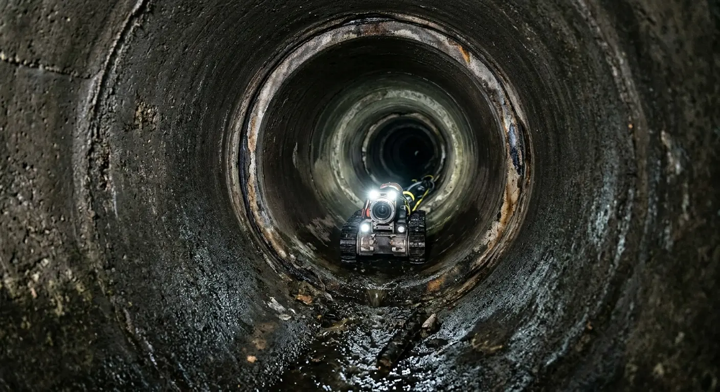 Robotic sewer camera inspecting pipe interior for Drain Snake Service in Alachua